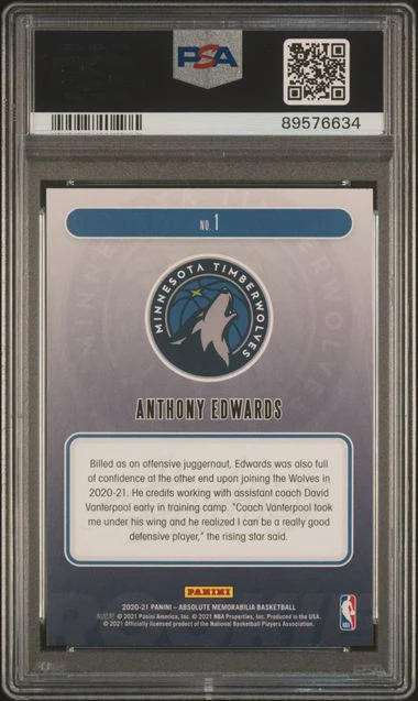 Anthony Edwards 2020 Panini Absolute Yellow Rookie Card #1 Graded PSA 10 - Image 2