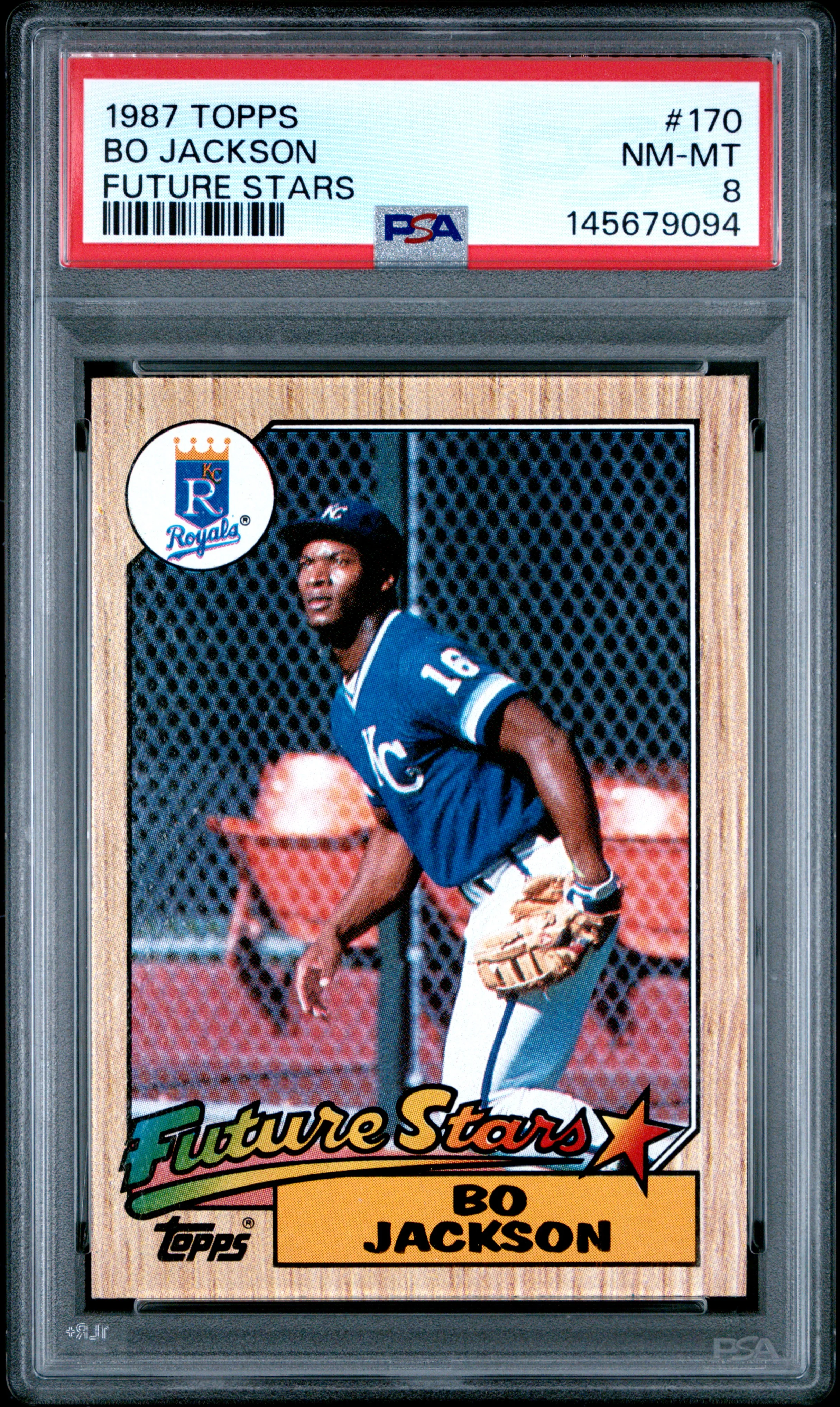 Bo Jackson 1987 Topps Future Stars Kansas City Royals Baseball RC Rookie Card #170 Graded PSA 8 Cert #145679094