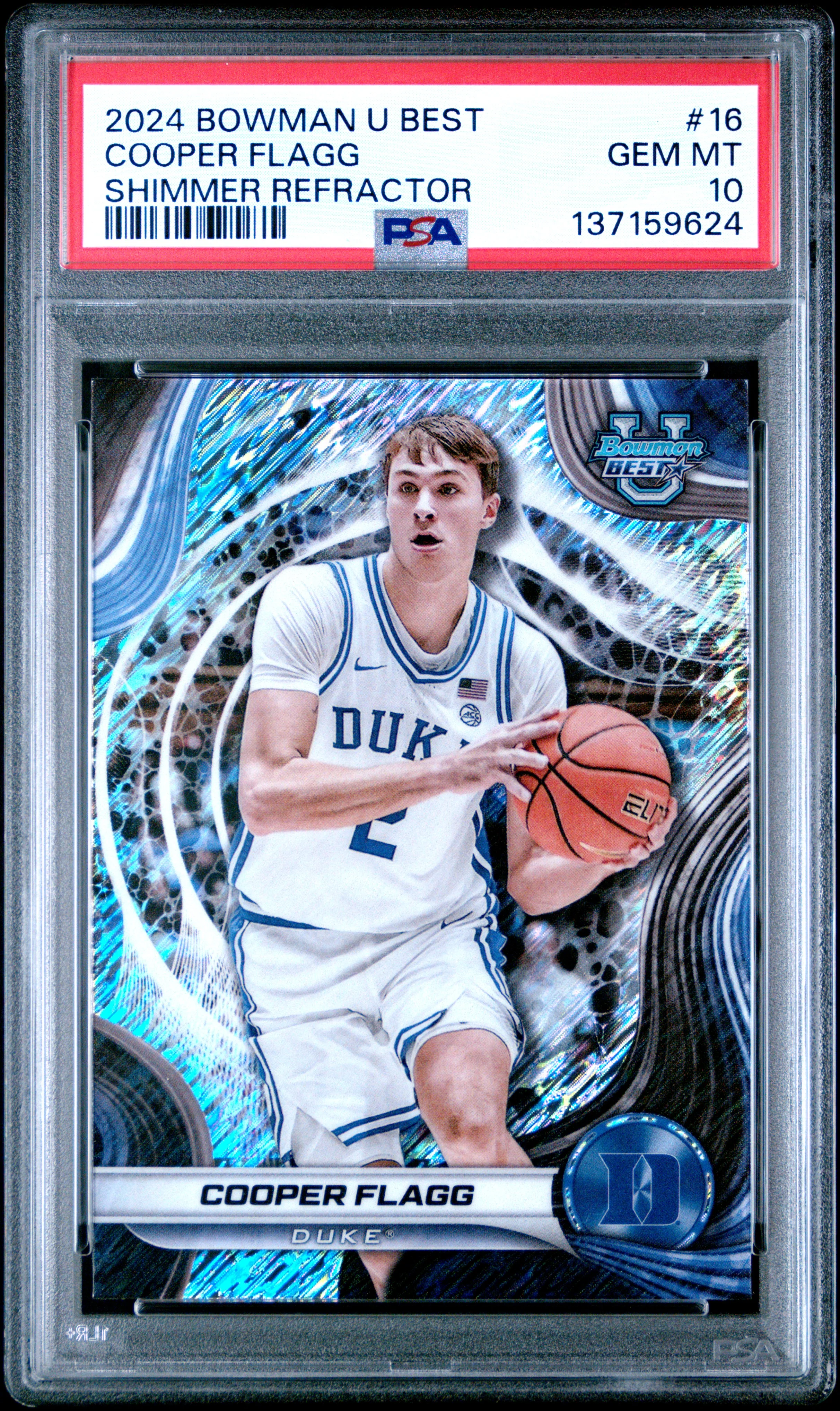 Cooper Flagg 2024 Bowman U Best Shimmer Refractor Basketball Rookie Card #16 Graded PSA 10 Cert #137159624