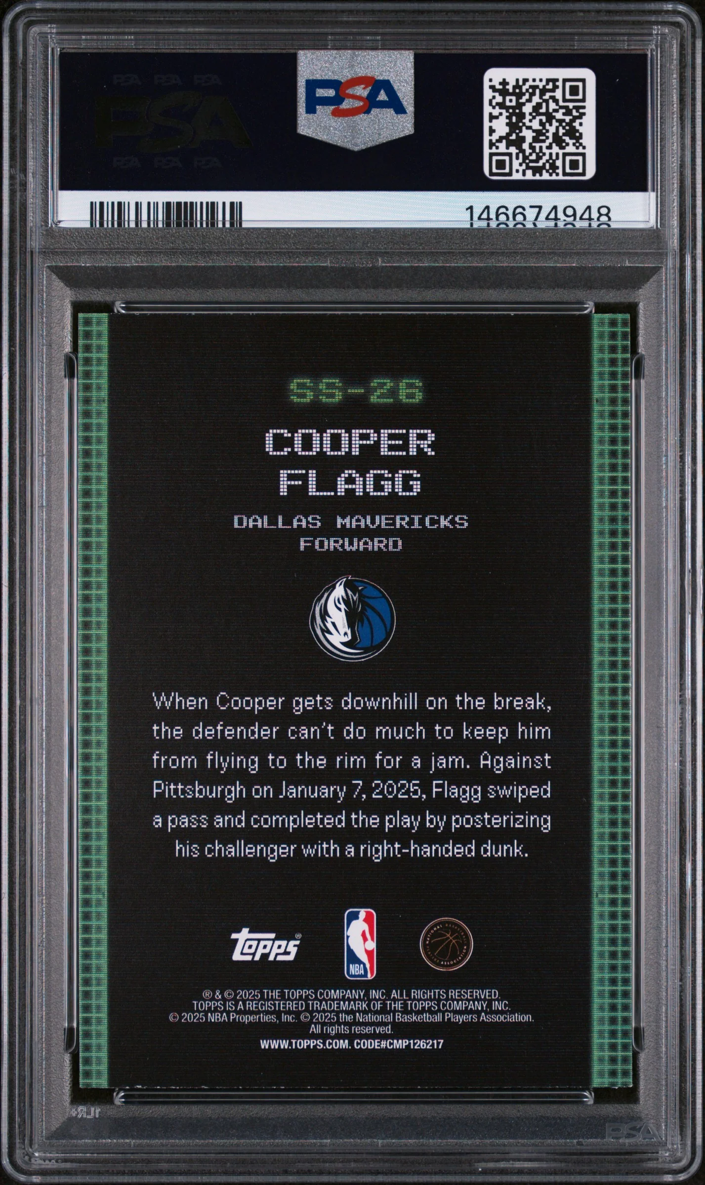 Cooper Flagg 2025 Topps Scan And Slam Basketball Rookie Card #SS-26 Graded PSA 9 Cert #146674948 - Image 2