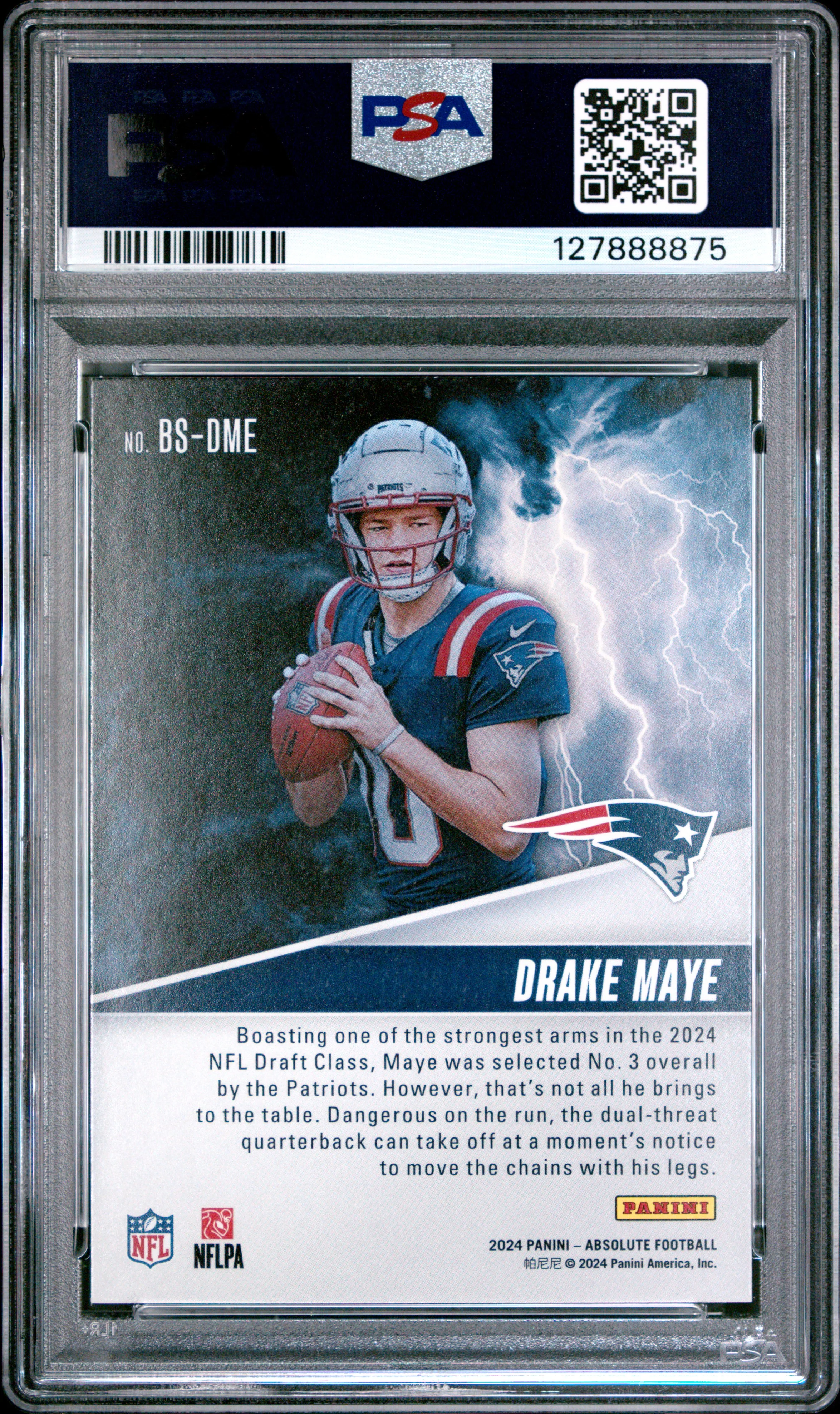 Drake Maye 2024 Absolute By Storm Football Rookie Card #BSDME Graded PSA 8 Cert #127888875 - Image 2