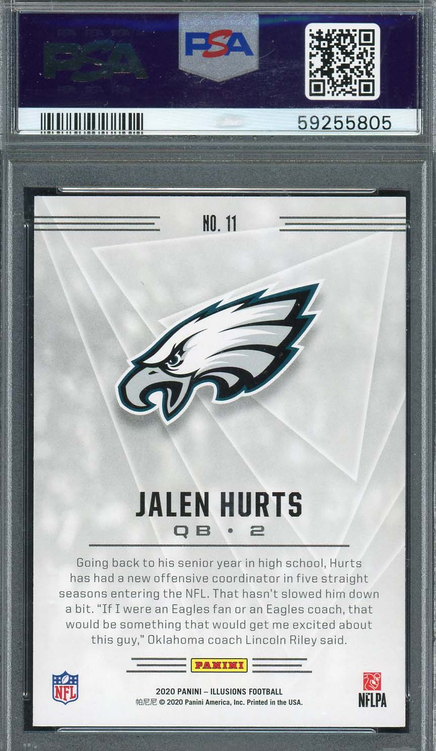 Jalen Hurts 2020 Panini Illusions Retail Football Rookie Card #11 Graded PSA 10 - Image 2