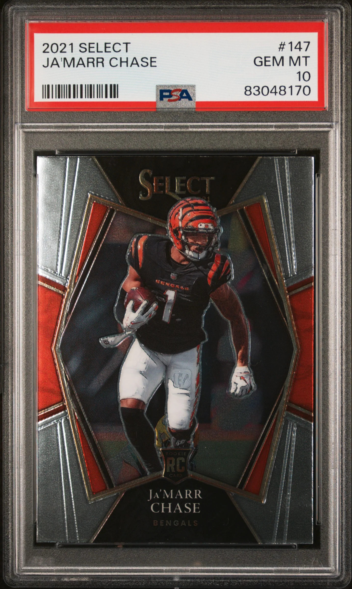Ja'Marr Chase 2021 Panini Select Football Rookie Card #147 Graded PSA 10