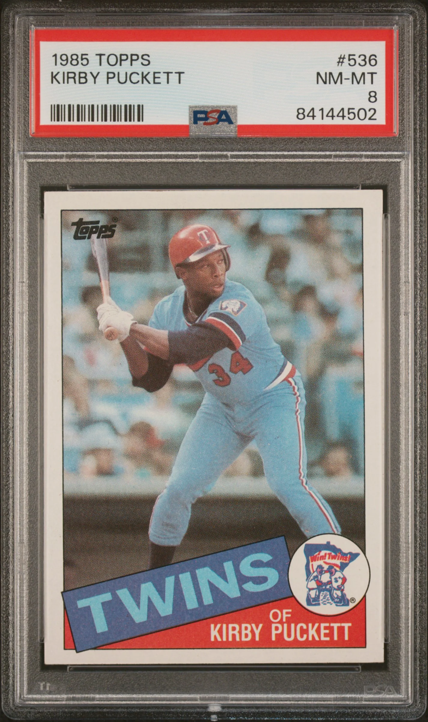 Kirby Puckett 1985 Topps Minnesota Twins Baseball RC Rookie Card #536 Graded PSA 8 Cert #84144502