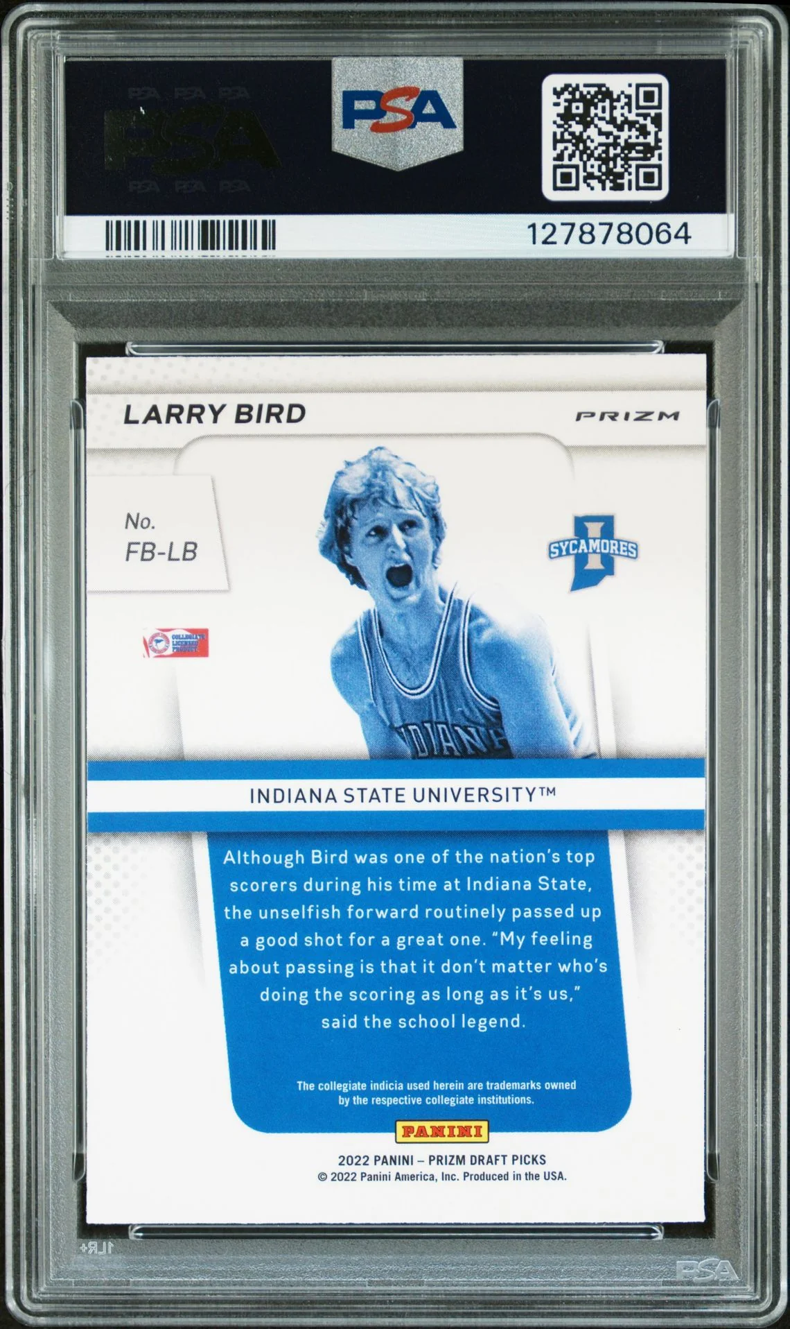 Larry Bird 2022 Prizm Draft Picks Flashback Silver Prizm Signed Basketball Card #FBLB Graded PSA 6 Auto 10 Cert #127878064 - Image 2