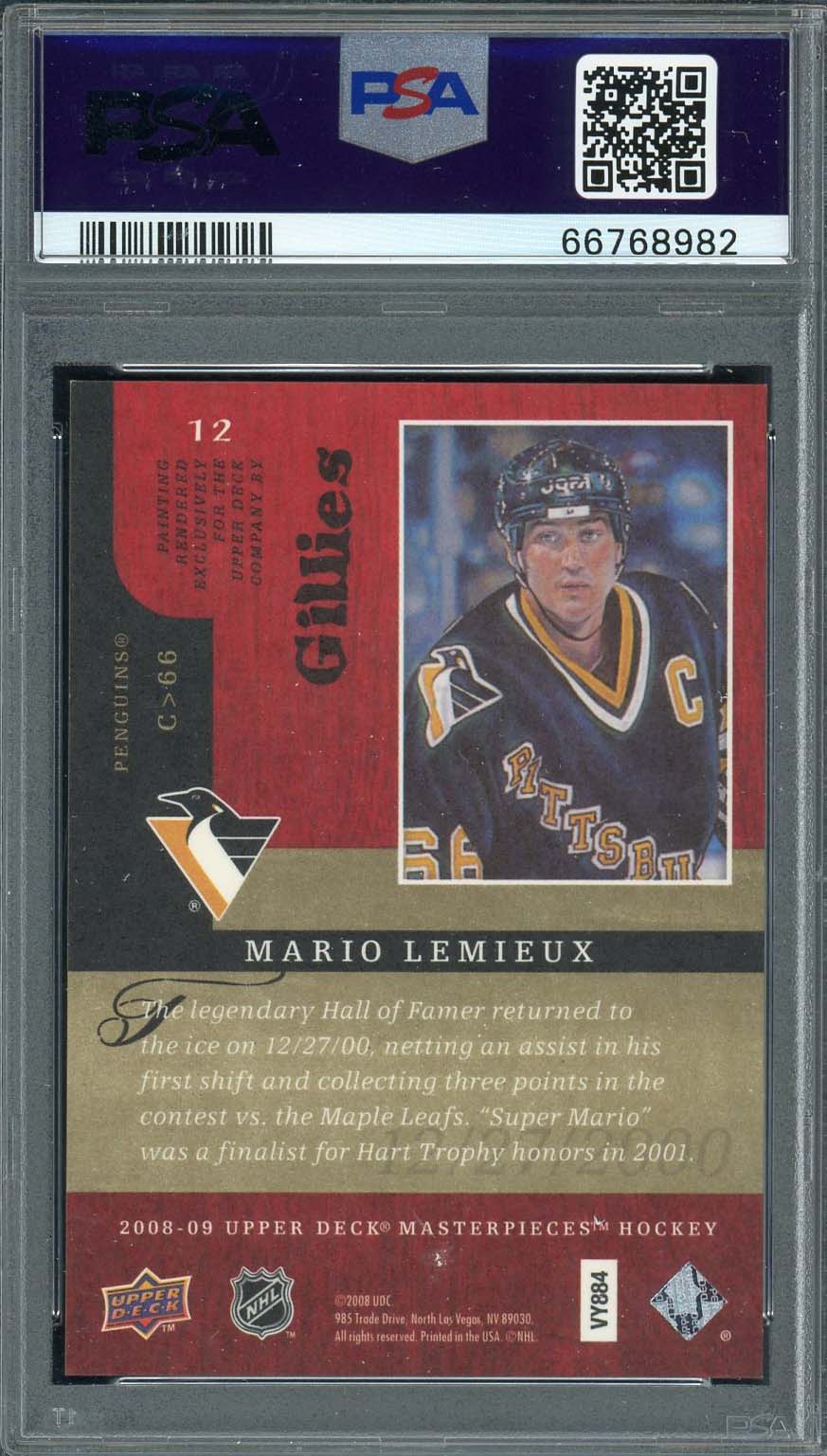 Mario Lemieux 2008 Upper Deck Masterpieces Brown Hockey Card #12 Graded PSA 10 - Image 2