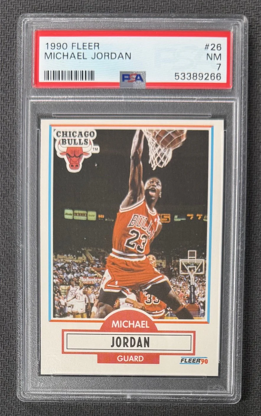 Michael Jordan 1990 Fleer Chicago Bulls Basketball Card #26 Graded PSA 7 Cert #53389266