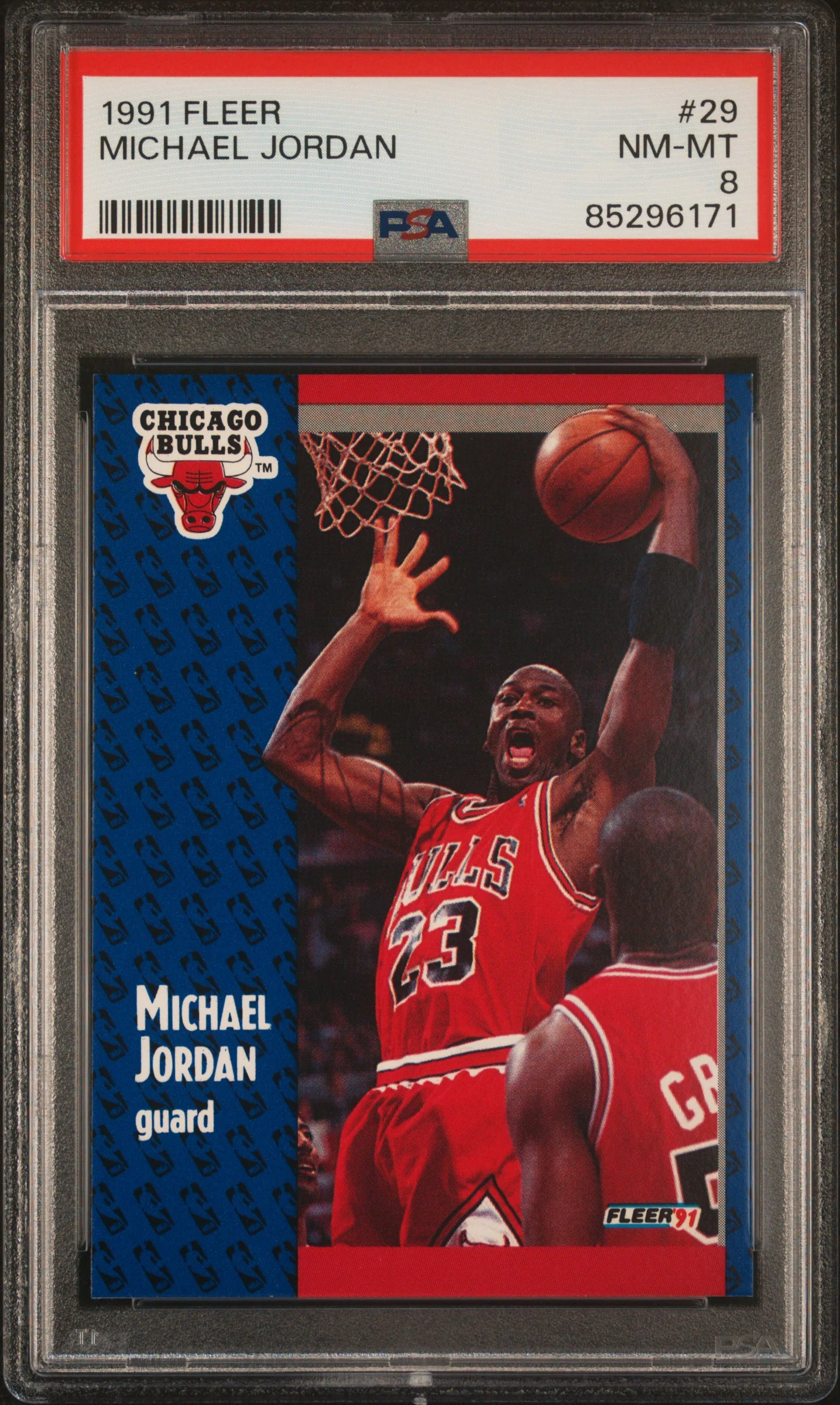 Michael Jordan 1991 Fleer Chicago Bulls Basketball Card #29 Graded PSA 8 Cert #85296171