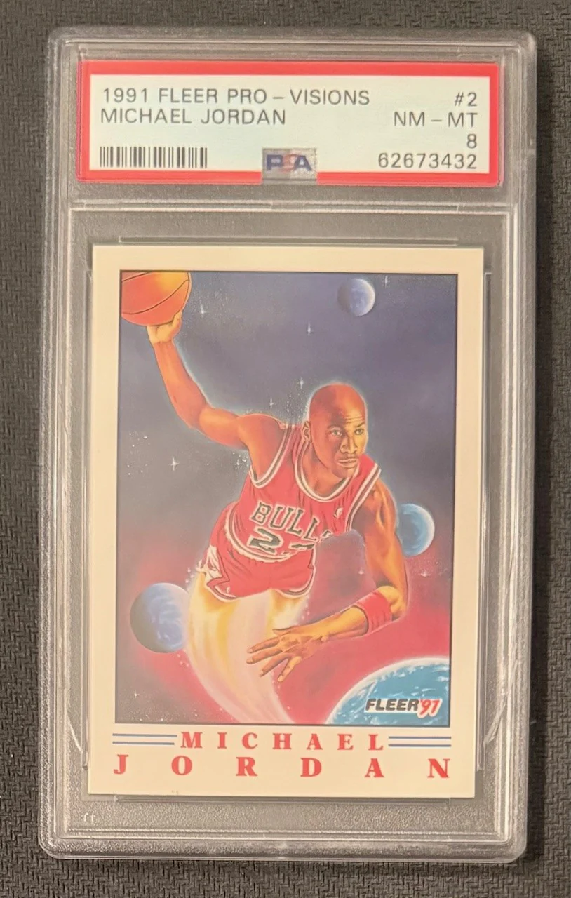 Michael Jordan 1991 Fleer Pro Visions Chicago Bulls Basketball Card #2 Graded PSA 8 Cert #62673432
