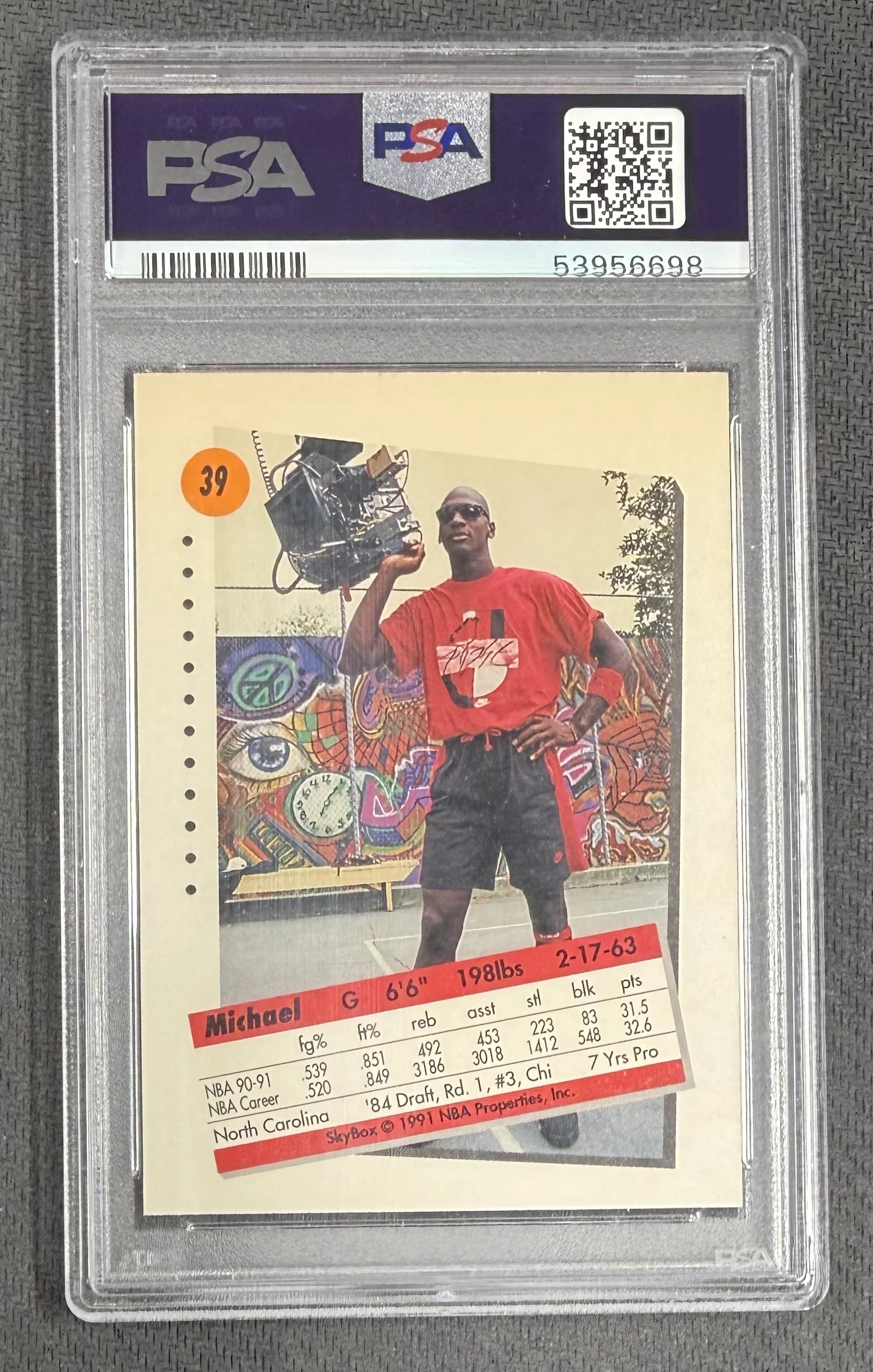 Michael Jordan 1991 SkyBox Chicago Bulls Basketball Card #39 Graded PSA 9 Cert #53956698 - Image 2