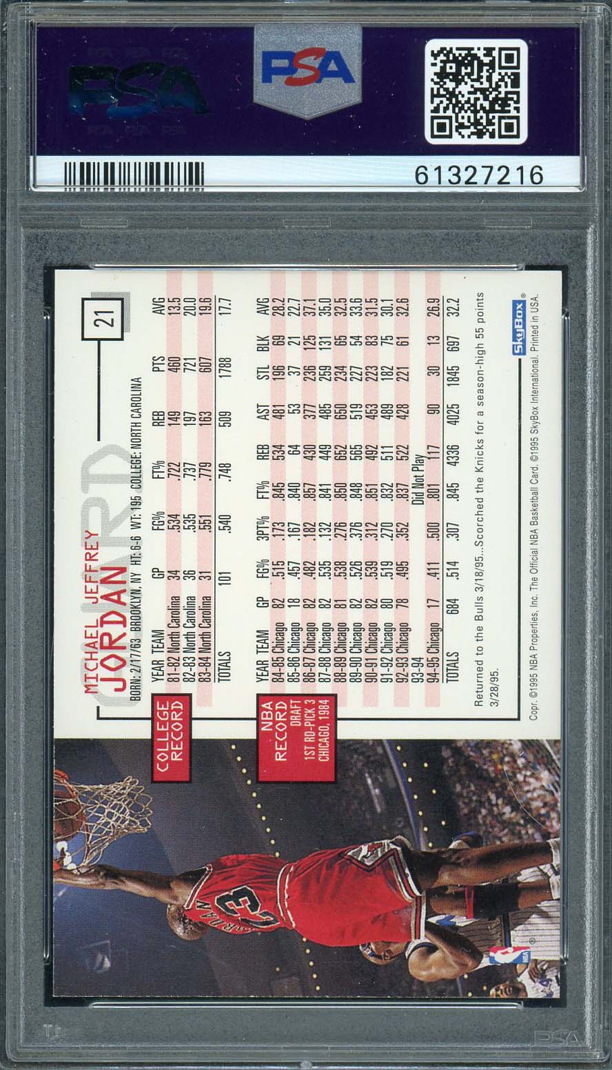 Michael Jordan 1995 Hoops Basketball Card #21 Graded PSA 8 - Image 2