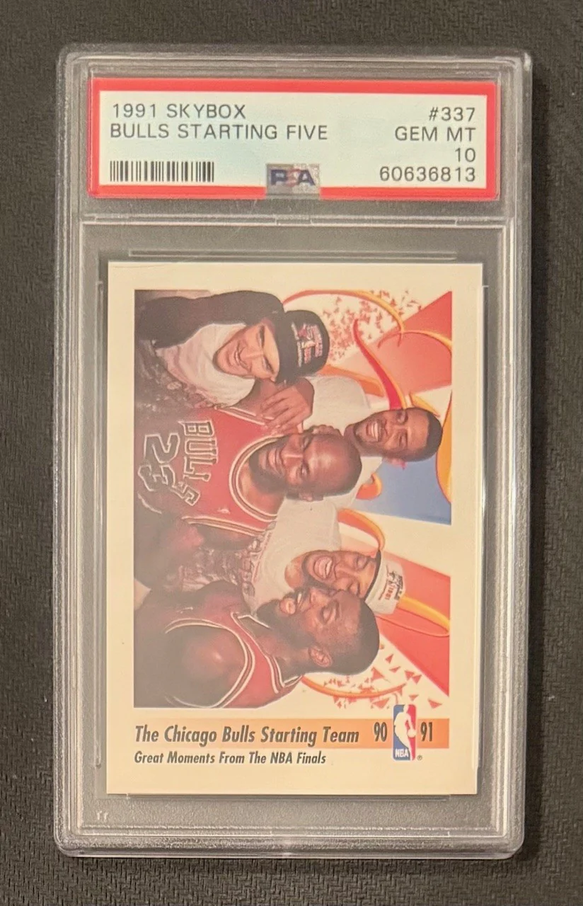 Michael Jordan Chicago Bulls 1991 SkyBox Bulls Starting Five Basketball Card #337 Graded PSA 10 Cert #60636813