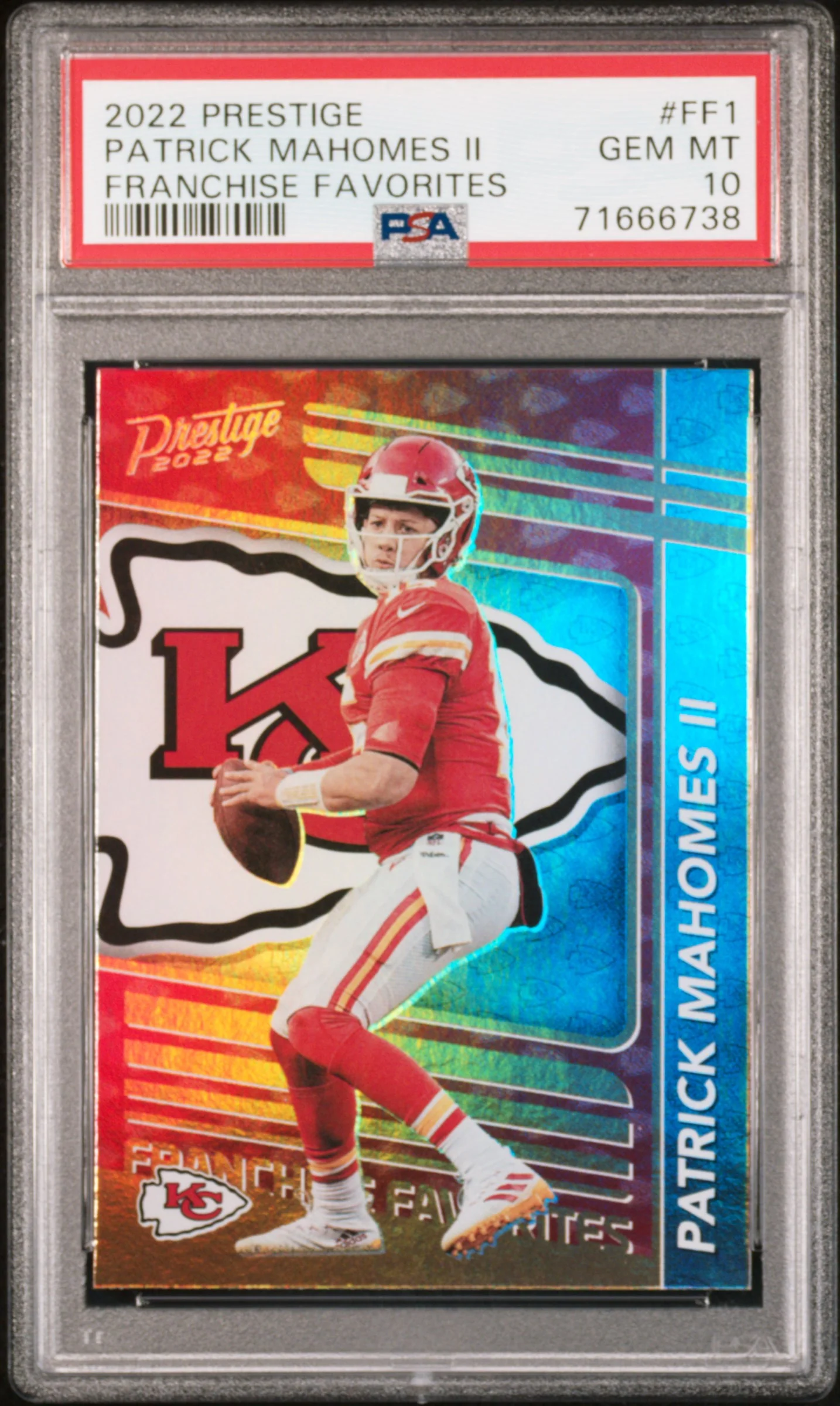 Patrick Mahomes II 2022 Prestige Franchise Favorites Football Card #FF1 Graded PSA 10 Cert #71666738