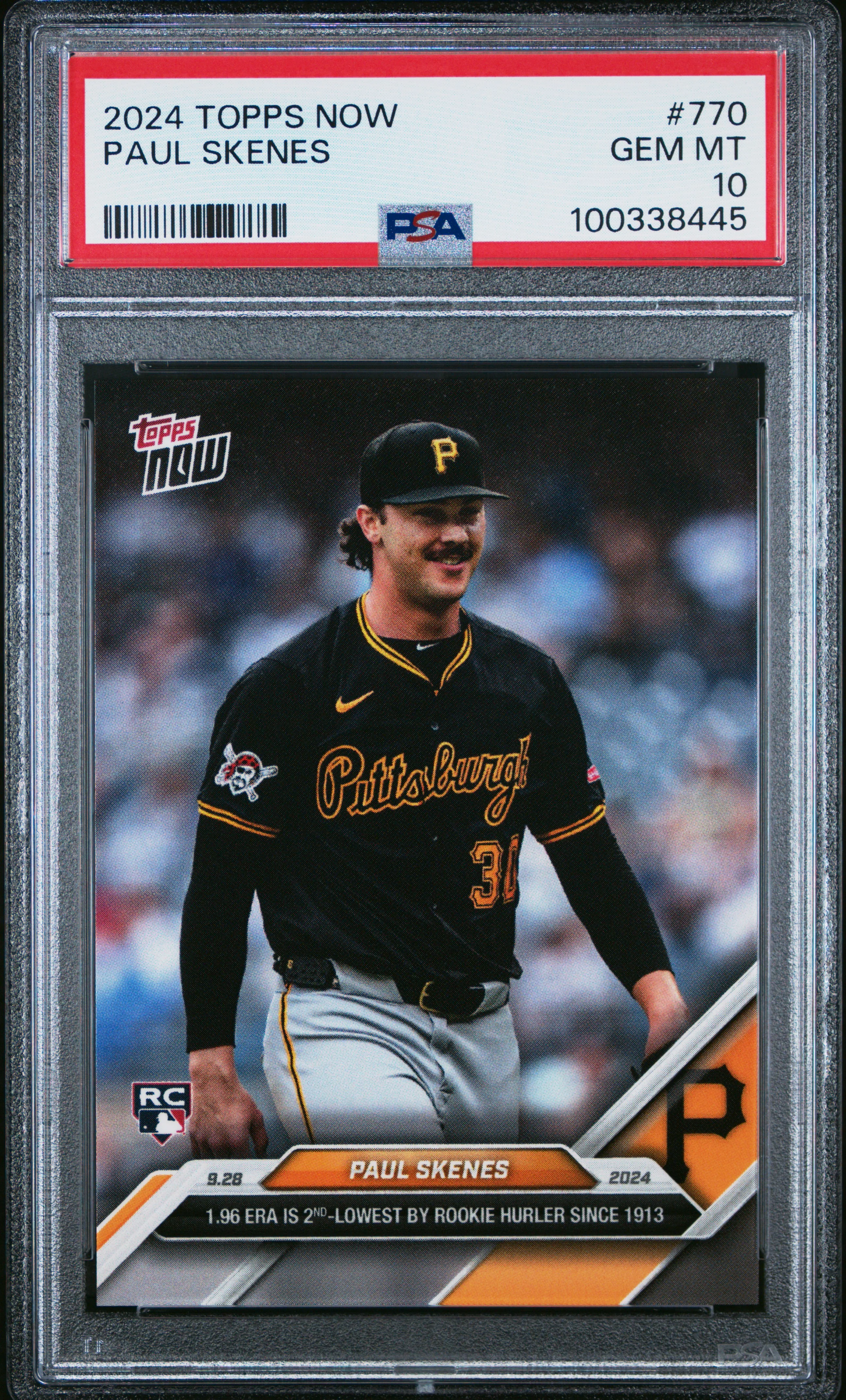 Paul Skenes 2024 Topps Now All Star Game Baseball Rookie Card #770 Graded PSA 10 Cert #100338445