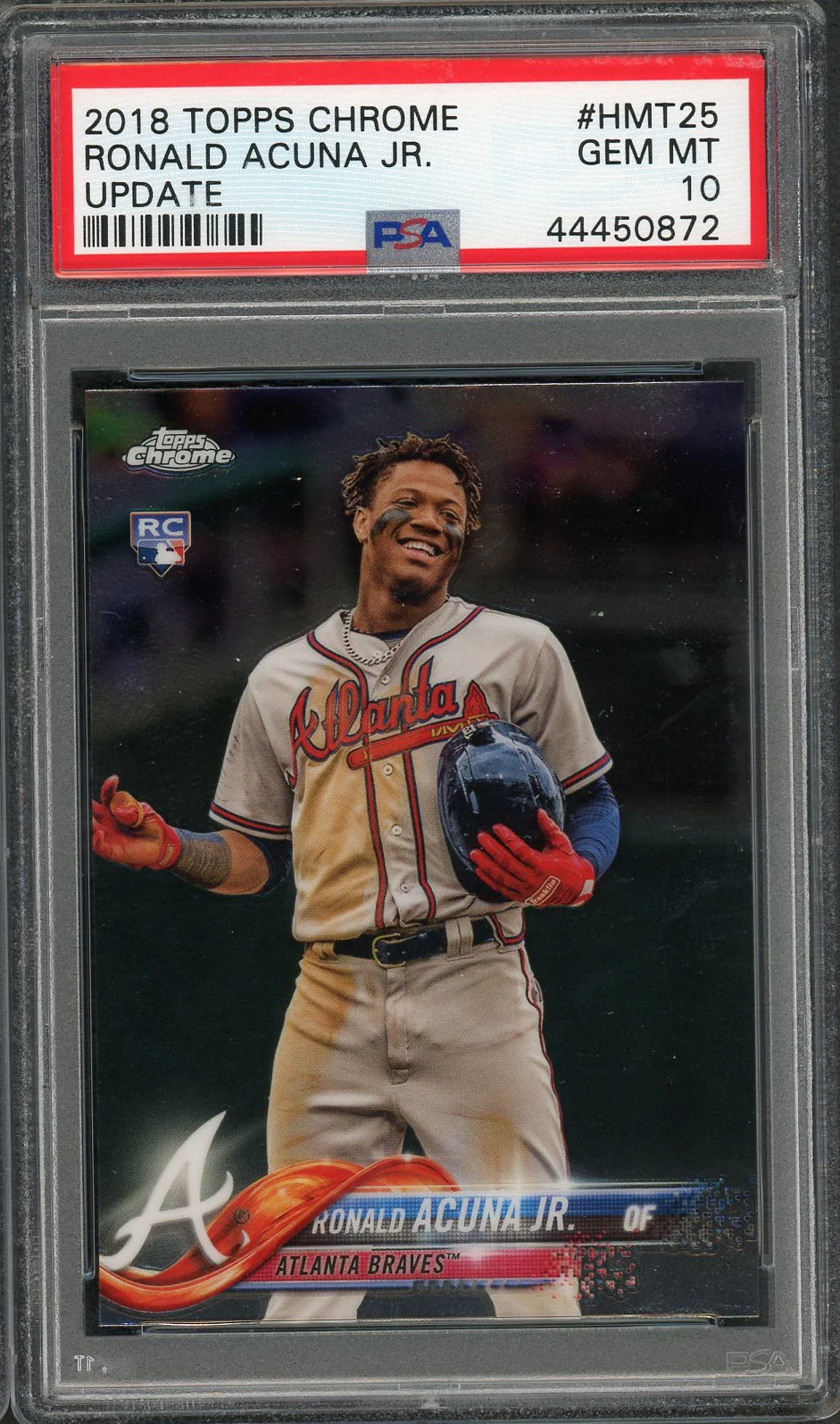 Ronald Acuna Jr 2018 Topps Chrome Update Baseball Rookie Card RC #HMT25 Graded PSA 10 GEM MINT