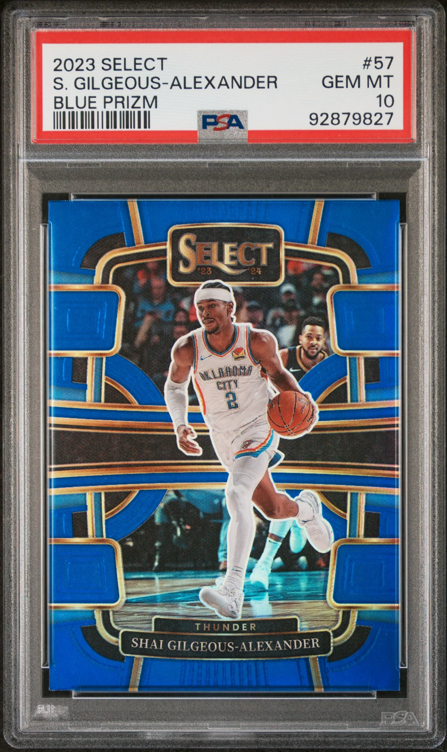 Shai Gilgeous-Alexander 2023 Panini Select Blue Prizm Basketball Card #57 Graded PSA 10