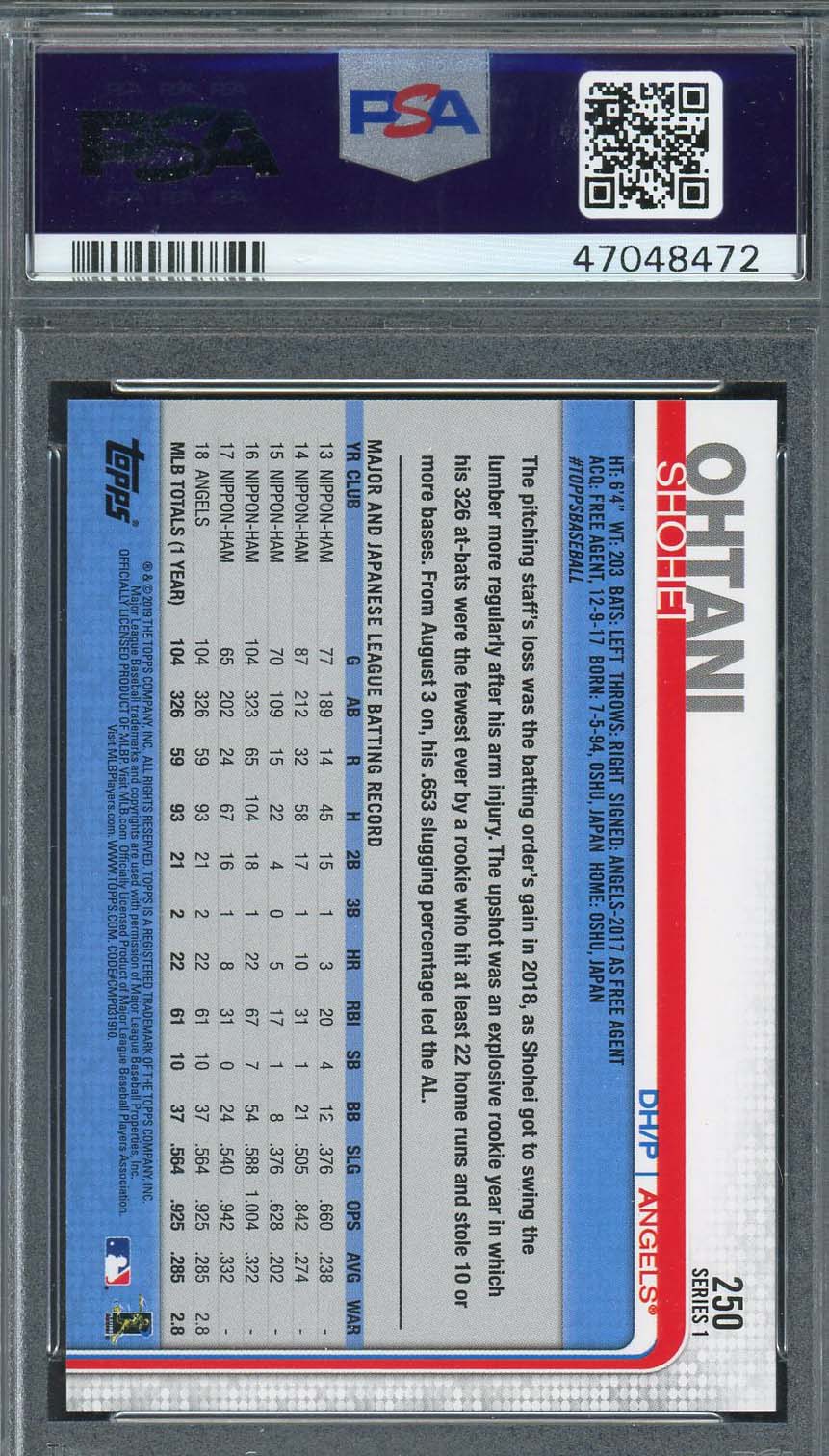 Shohei Ohtani 2019 Topps Swinging Baseball Card #250 Graded PSA 9 - Image 2